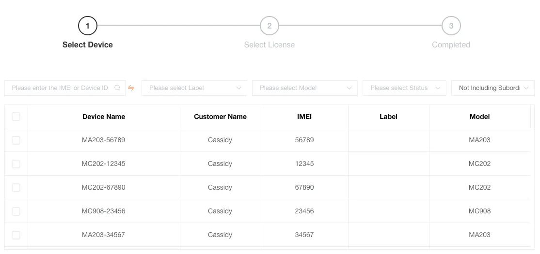 Select Devices to Bind