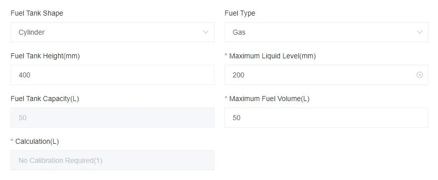 Fuel tank sensor configuration panel