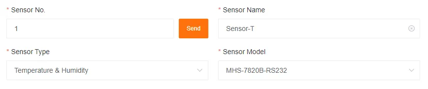 Temperature and humidity sensor configuration panel