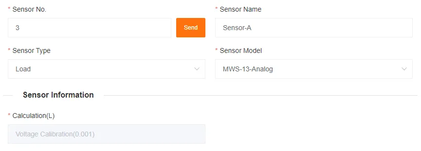Load sensor configuration panel