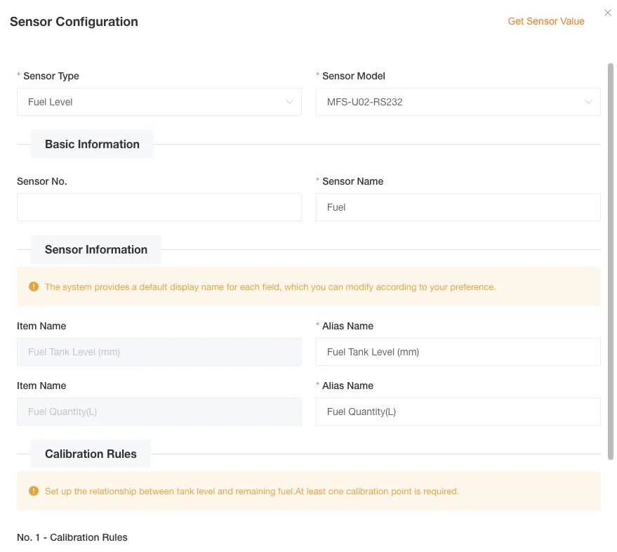 Sensor Parameter Configuration
