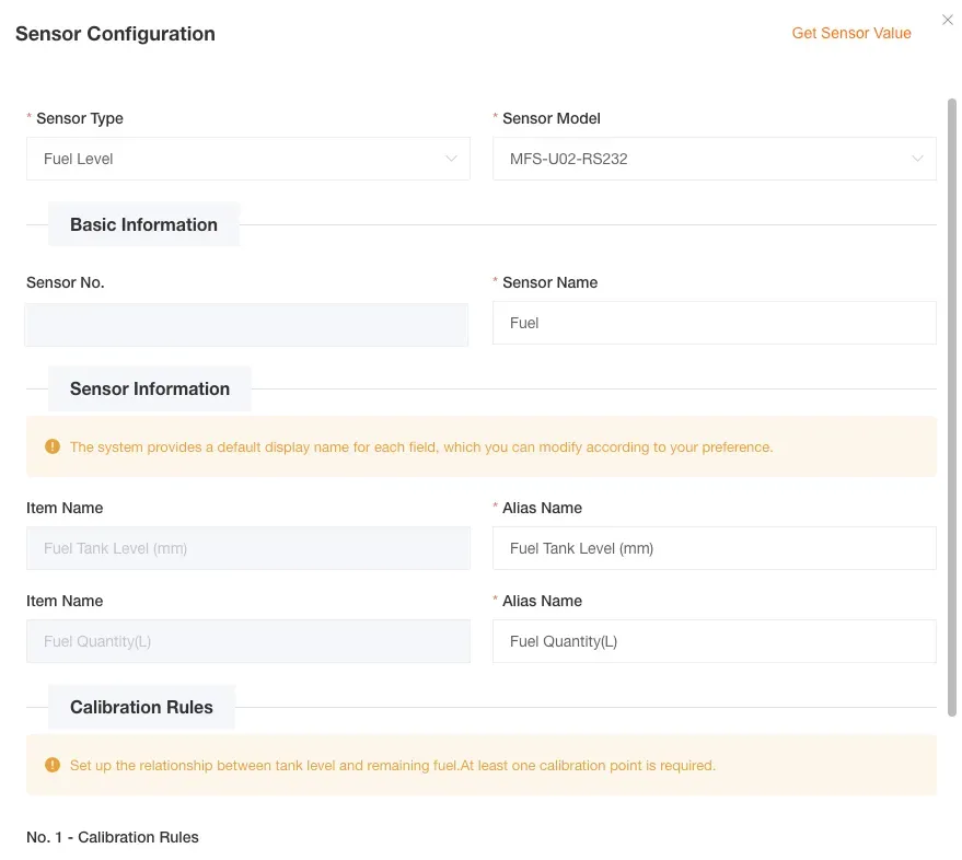Sensor Parameter Configuration