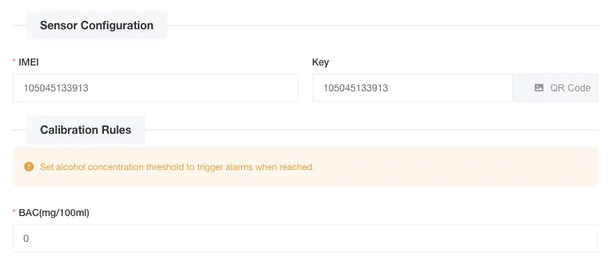 Alcohol Tester Configuration Interface