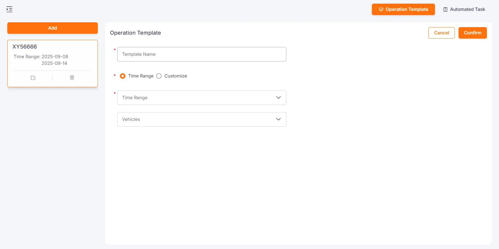 Create/Edit Operational Template Form