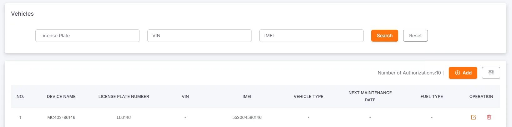 Vehicle Management Interface