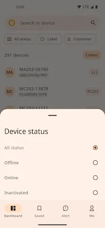 Filter by Device Status
