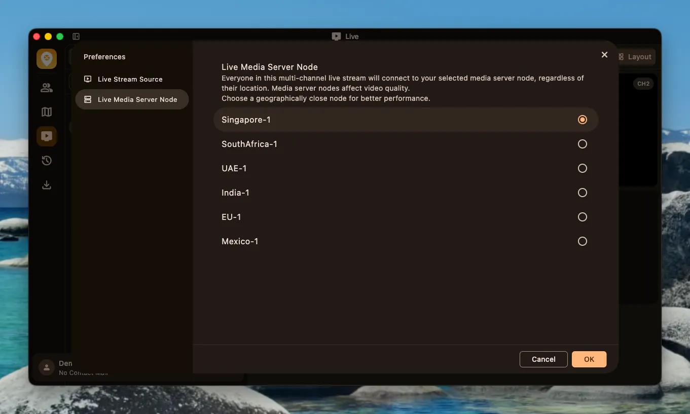 Live Media Server Node