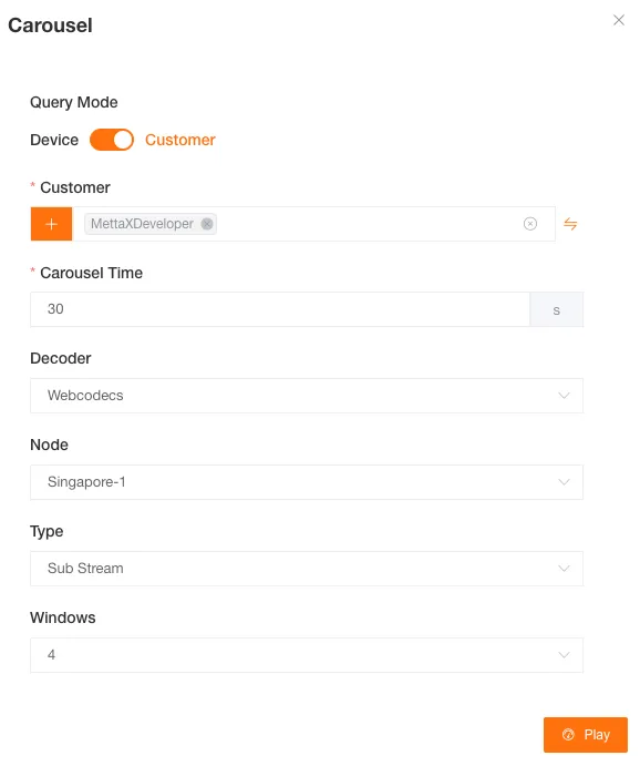 Live Carousel Settings