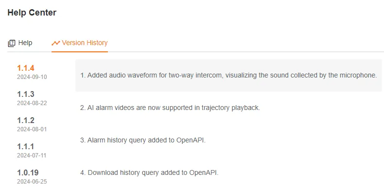 Version History Interface