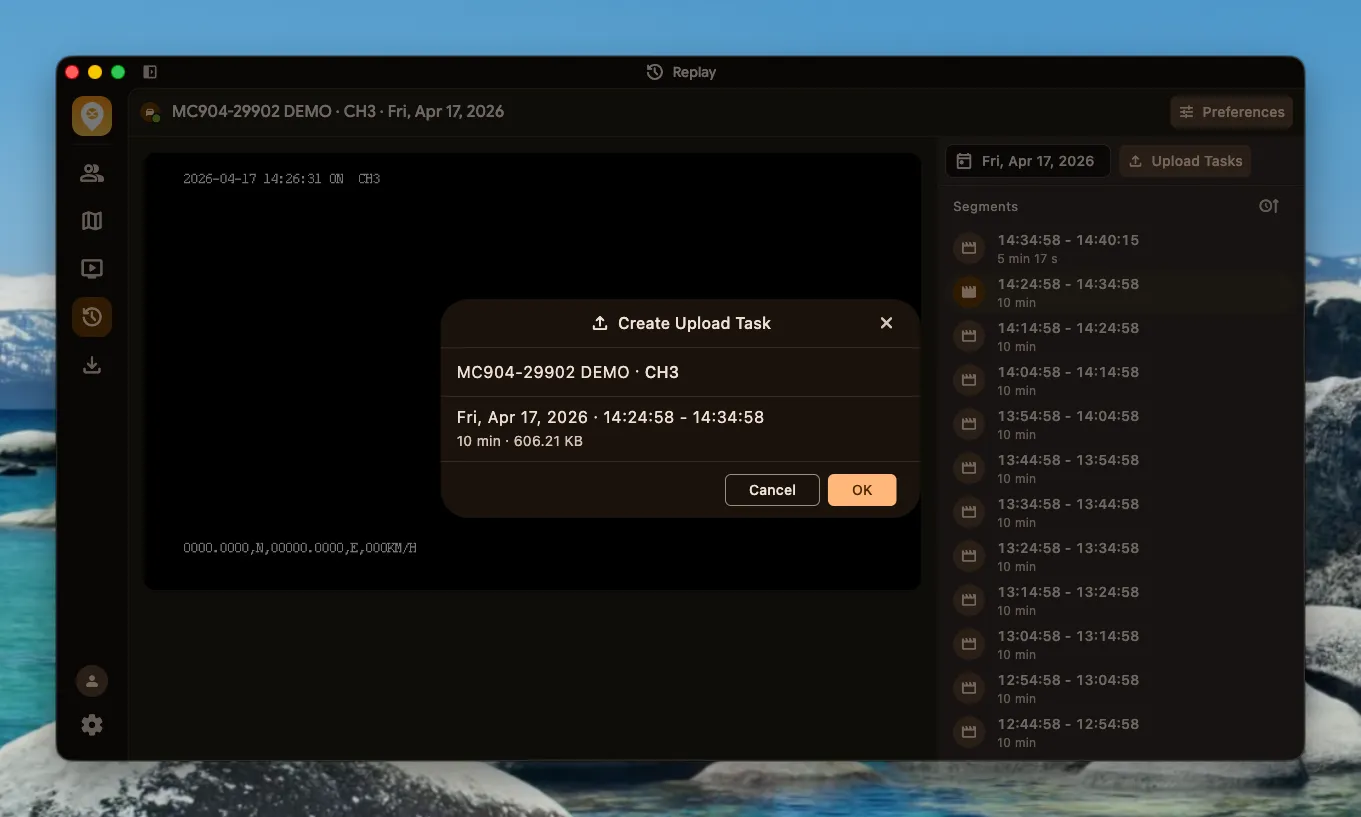 Create Upload Task Confirmation