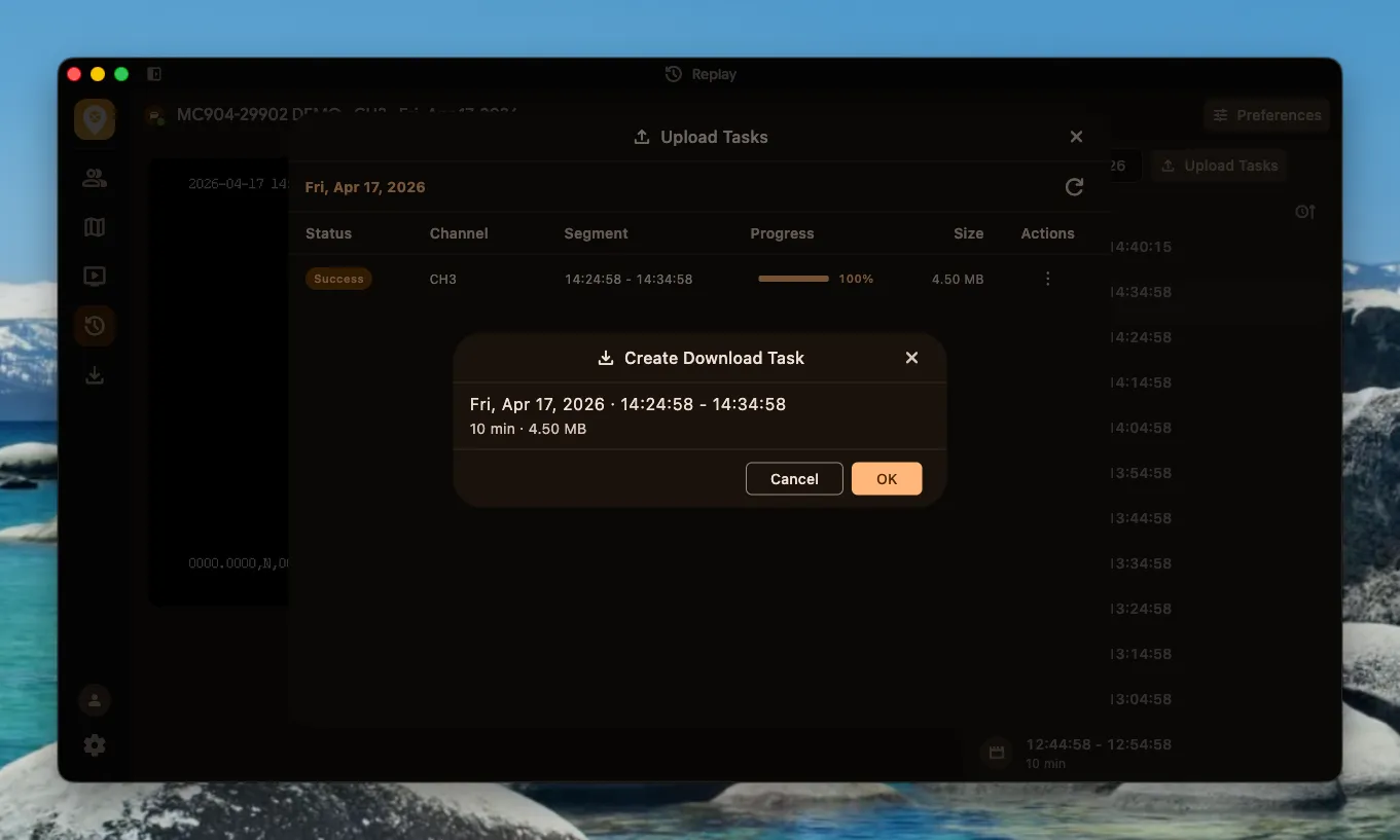 Create Download Task Confirmation