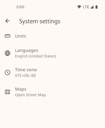 System Settings Screen
