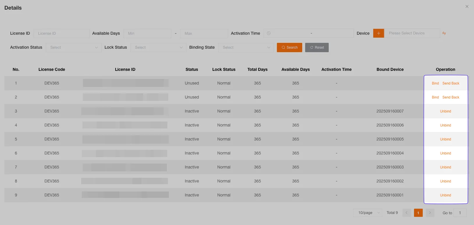 Superior authorized to manage licenses