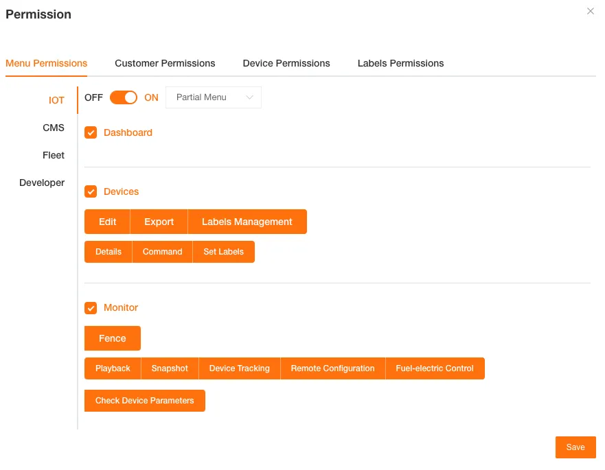User Permission Settings